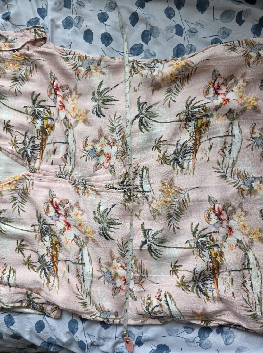 Tribal Femme Pink Tropical Palm Print Button Front Dress | Size Small | Pre-Love - Picture 11 of 14
